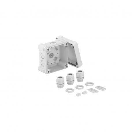 Puszka odgałęźna X 01 z dławikami kablowymi 85x85x45 | 7 | IP 67 | jasnoszary; RAL 7035
