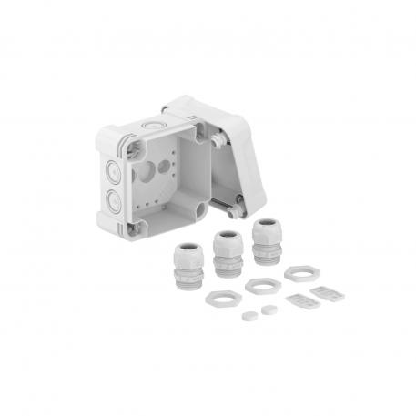 Puszka odgałęźna X 04 z dławikami kablowymi 102x102x60 | 7 | IP 67 | jasnoszary; RAL 7035