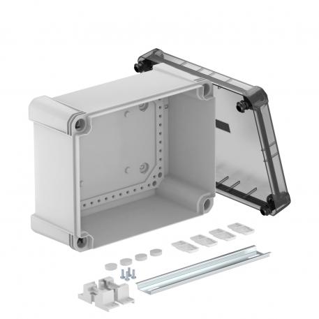 Puszka odgałęźna X 16 z szyną kołpakową 227x177x110 |  | IP 67 | szara / przezroczysta