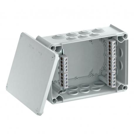 Puszka odgałęźna T 350, uszczelka wtykowa, listwa zaciskowa 267x182x110 | 24 | IP 66 | jasnoszary; RAL 7035