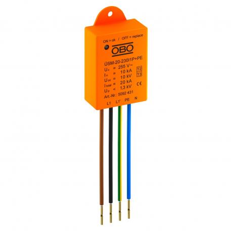 Ochrona przeciwprzepięciowa do systemów LED ÜSM-20-230I1P+PE 1+N/PE | 255 | IP 20