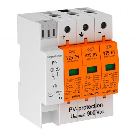 Ogranicznik przepięć PV, V25, 900 V DC, ze zdalną sygnalizacją uszkodzenia 3 | IP 20