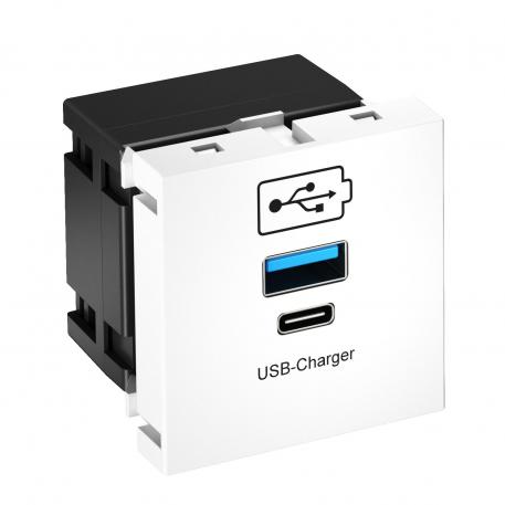 Ładowarka USB czysta biel; RAL 9010