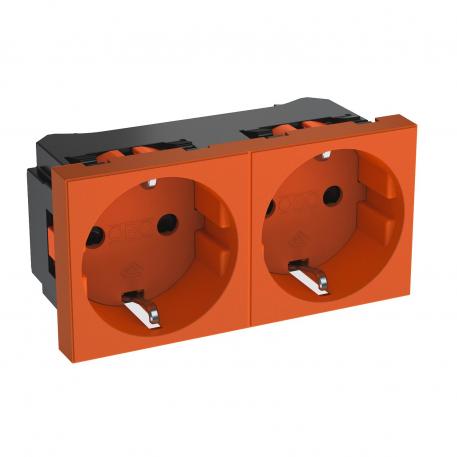 0° socket, protective contact, double 2 | podwójne, 0° | pomarańczowy; RAL 2004