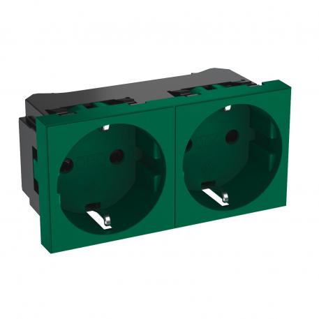 0° socket, protective contact, double 2 | podwójne, 0° | zielony; RAL 6029
