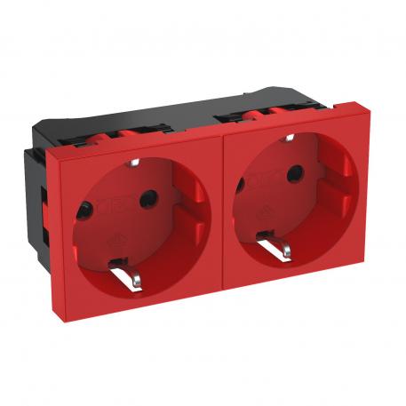 0° socket, protective contact, double 2 | podwójne, 0° | czerwony; RAL 3001