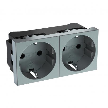 0° socket, protective contact, double 2 | podwójne, 0° | aluminium lakierowane