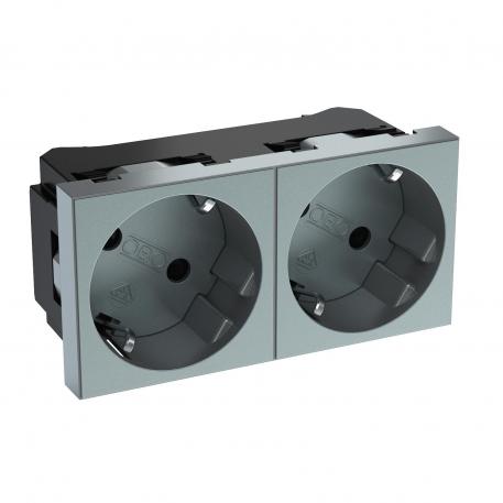 33° socket, protective contact, double 2 | pojedyncze 33° | aluminium lakierowane