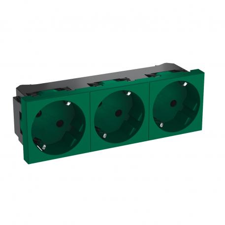 33° socket, protective contact, triple 3 | pojedyncze 33° | zielony; RAL 6029