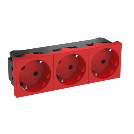 33° socket, protective contact, triple 3 | pojedyncze 33° | czerwony; RAL 3001
