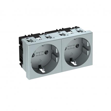 Gniazdo zasilające 0°, Schuko, podwójne 2 | podwójne, 0° | aluminium lakierowane