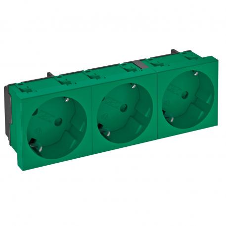 33° socket, protective contact, triple 3 | pojedyncze 33° | zielony; RAL 6029