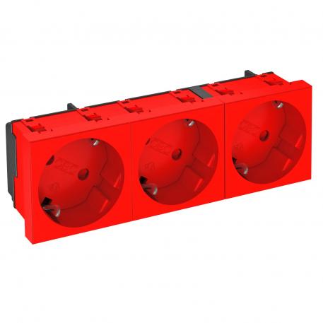 33° socket, protective contact, triple 3 | pojedyncze 33° | czerwony; RAL 3001