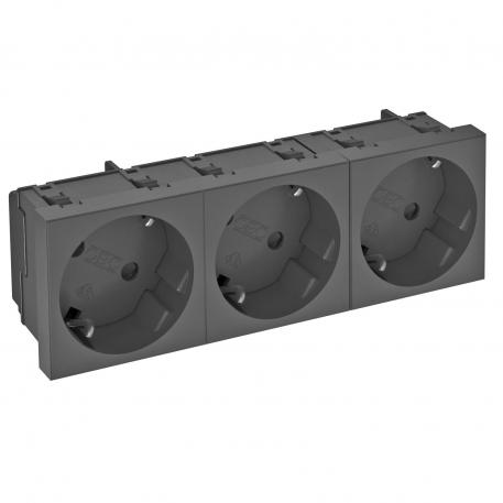 33° socket, protective contact, triple 3 | pojedyncze 33° | grafitowy; RAL 7021