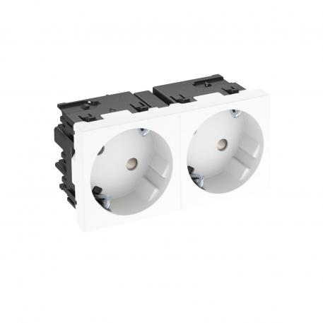 Socket 33°, Connect 45, protective contact, double 2 | pojedyncze 33° | czysta biel; RAL 9010