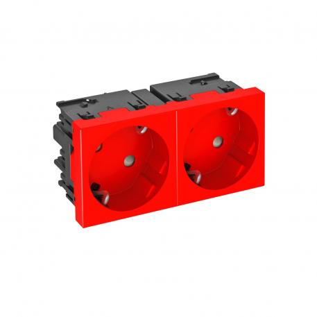 Socket 33°, Connect 45, protective contact, double 2 | pojedyncze 33° | czerwony; RAL 3001