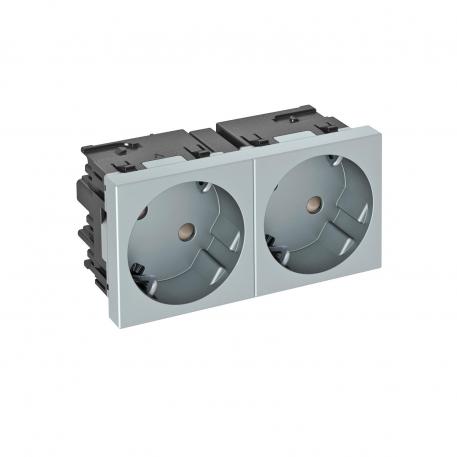 Socket 33°, Connect 45, protective contact, double 2 | pojedyncze 33° | aluminium lakierowane