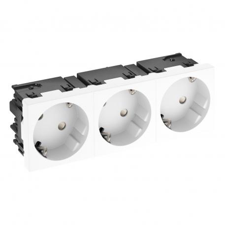 Socket 33°, Connect 45, protective contact, triple 3 | pojedyncze 33° | czysta biel; RAL 9010