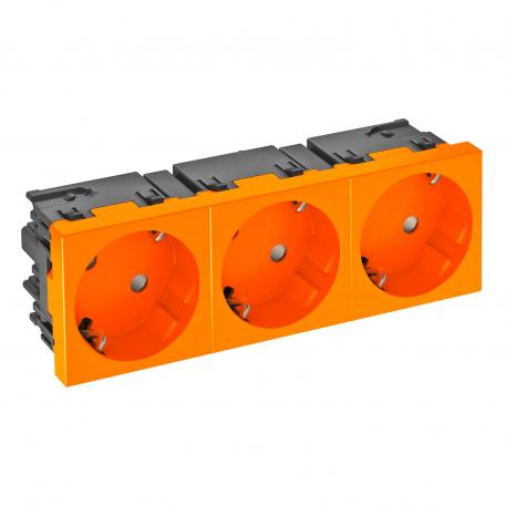 Socket 33°, Connect 45, protective contact, triple 3 | pojedyncze 33° | pomarańczowy; RAL 2004