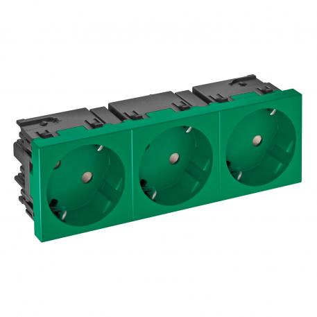 Socket 33°, Connect 45, protective contact, triple 3 | pojedyncze 33° | zielony; RAL 6029