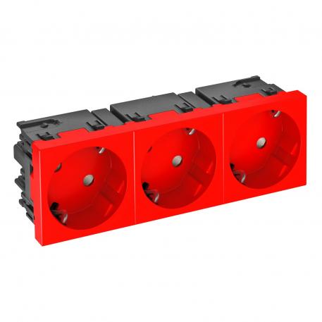 Socket 33°, Connect 45, protective contact, triple 3 | pojedyncze 33° | czerwony; RAL 3001