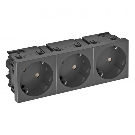 Socket 33°, Connect 45, protective contact, triple 3 | pojedyncze 33° | grafitowy; RAL 7021