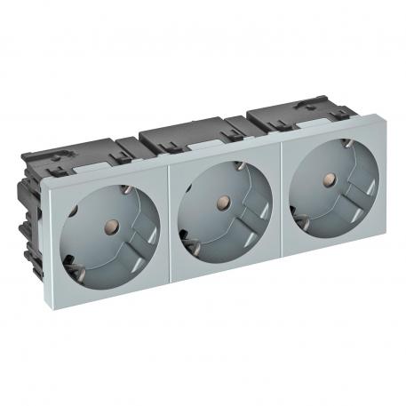 Socket 33°, Connect 45, protective contact, triple 3 | pojedyncze 33° | aluminium lakierowane