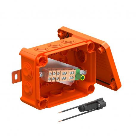 FireBox T100ED z zewnętrznym mocowaniem i uchwytem bezpiecznika 136x102x57 | 10 | IP 66 | pomarańczowy; RAL 2003