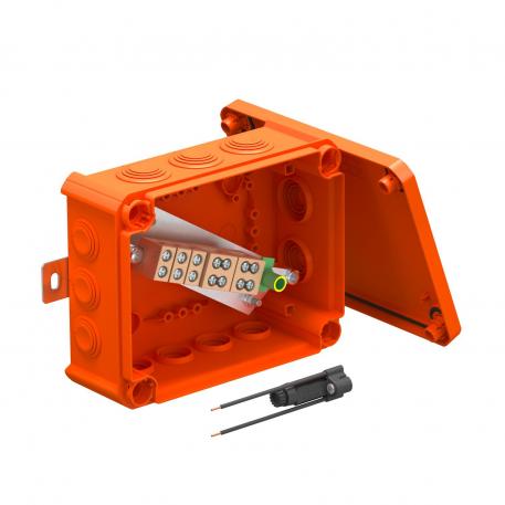 FireBox T160 z dławikami elastycznymi, 1 uchwyt bezpiecznika 176x135x67 | 12 | IP 66 | pomarańczowy; RAL 2003