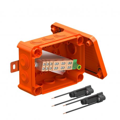 FireBox T100 z dławikami elastycznymi, 2 uchwyty bezpiecznika 136x102x57 | 10 | IP 66 | pomarańczowy; RAL 2003
