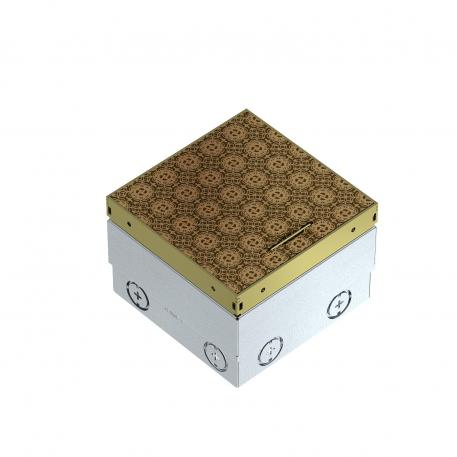 Kaseta zasilająca UDHOME2 bez wgłębienia na wykładzinę podłogową, do dowolnego wyposażenia, mosiądz 