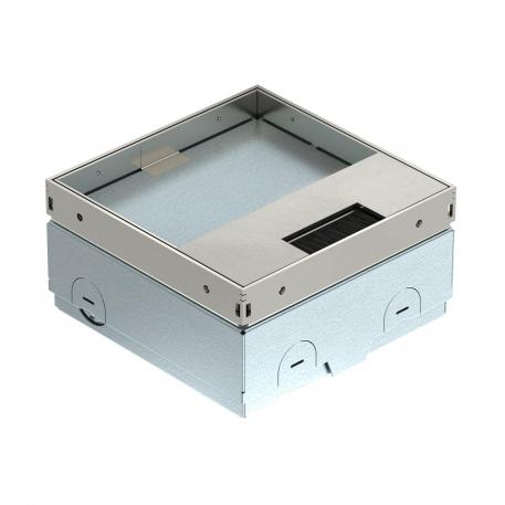 Floor socket UDHOME-ONE, with brush outlet, with floor covering recess, unequipped, stainless steel Wgłębienie na wykładzinę podłogową