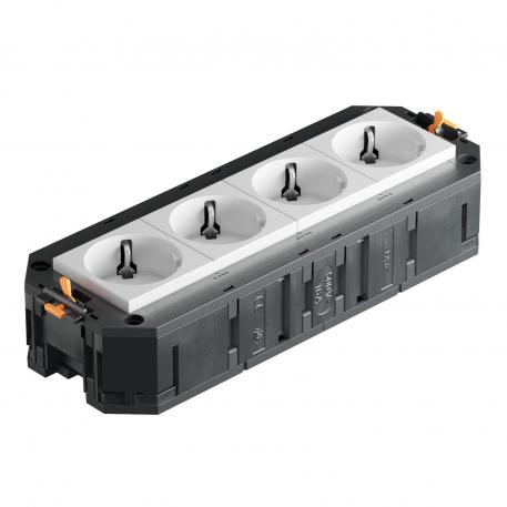 Uniwersalna puszka instalacyjna UT4, z pokrywą do osprzętu Modul 45®, długość systemowa 208 mm.